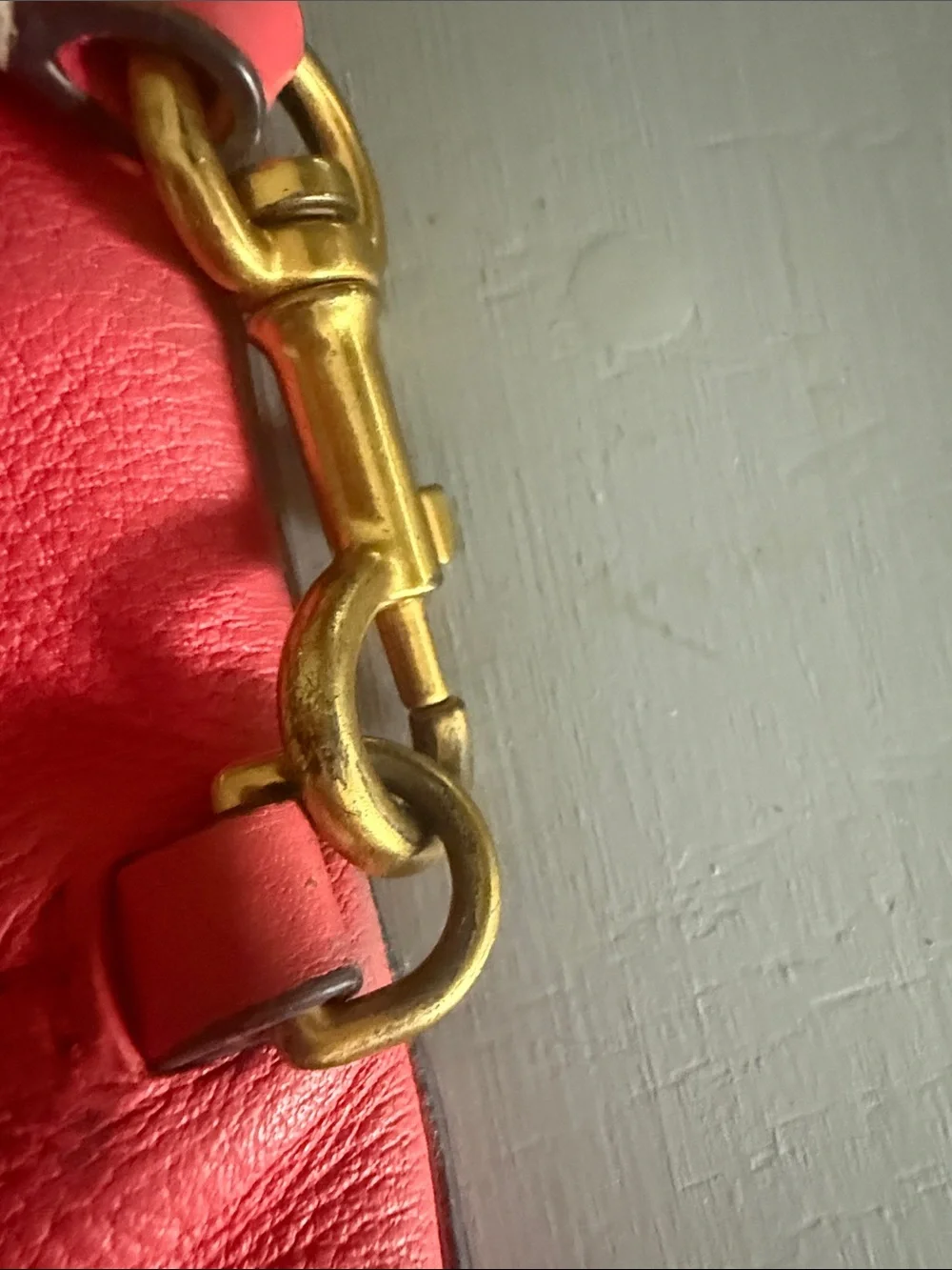 Tory Burch Coral-Red Leather Wristlet Clutch